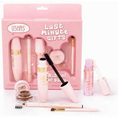 Kit de máscara para pestañas + delineador + gel para cejas con pincel + gloss