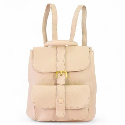 Mochila pequeña con detalle fajita beige