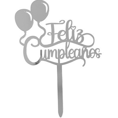 Topper Feliz Cumpleaños gris