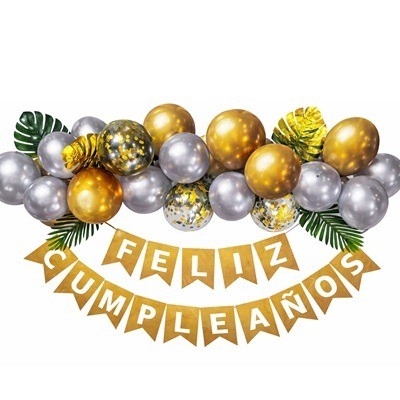 Set de decoración Feliz Cumpleaños hawaiano