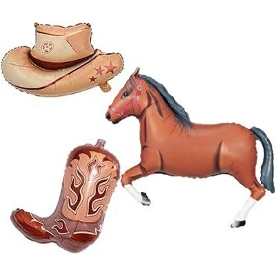 Trio de globos sin inflar vaquero