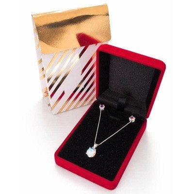 Juego de plata circonia tornasol