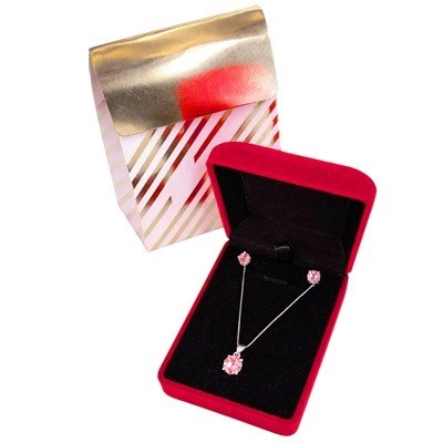 Juego de plata circonia rosada