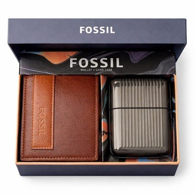 Billetera + Tarjetero Fossil Metálico 1 Unidad