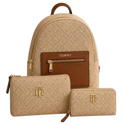 Mochila Con Manos Libres Y Billetera Beige