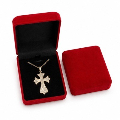 Cadena Con Dije De Cruz Enchapado En Oro (Estilo 1)