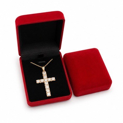 Cadena Con Dije De Cruz Enchapado En Oro (Estilo 2)
