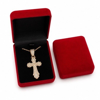 Cadena Con Dije De Cruz Enchapado En Oro (Estilo 3)