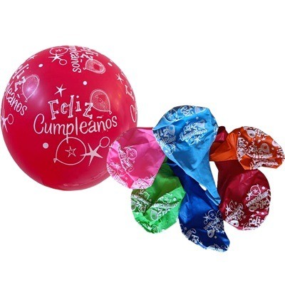 Globos látex con frase Feliz cumpleños
