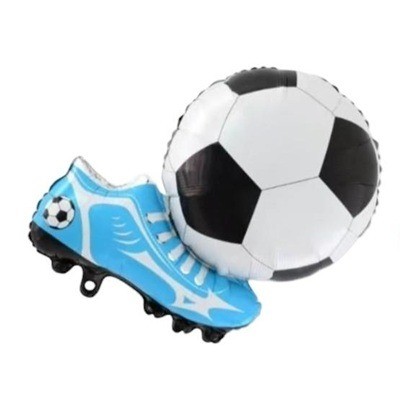 Globo de 22" sin inflar con diseño de fútbol celeste