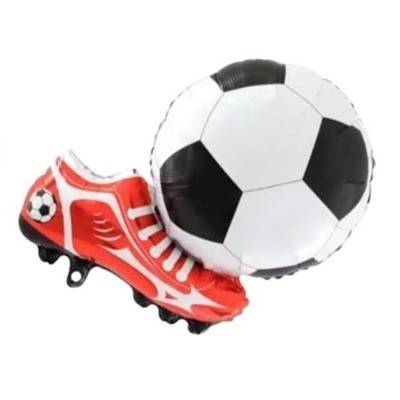 Globo de 22" sin inflar con diseño de fútbol rojo