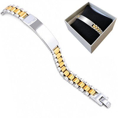 Pulsera unisex de acero inoxidable Dorada y plateada