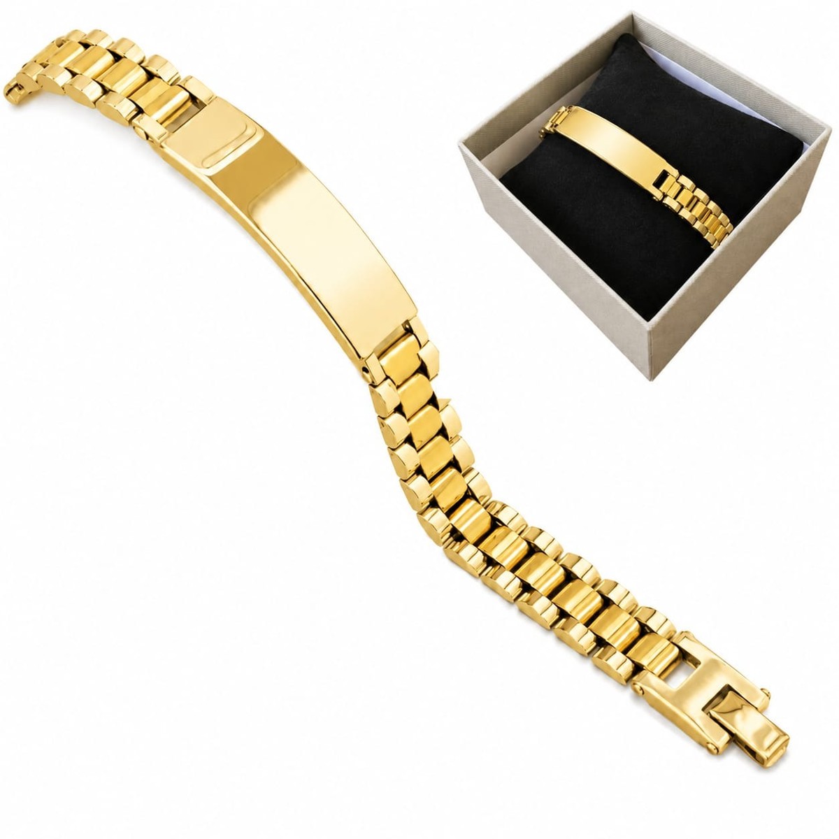Pulsera unisex de acero inoxidable dorada