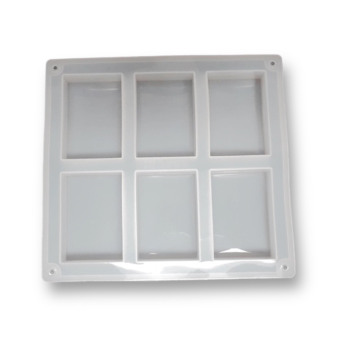 White Rectangle Silicone Soap Mold (6 Bar)