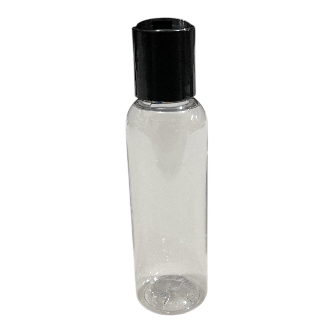 2oz Clear Plastic Bottle With Black Disc Cap (20-410 Neck Size)