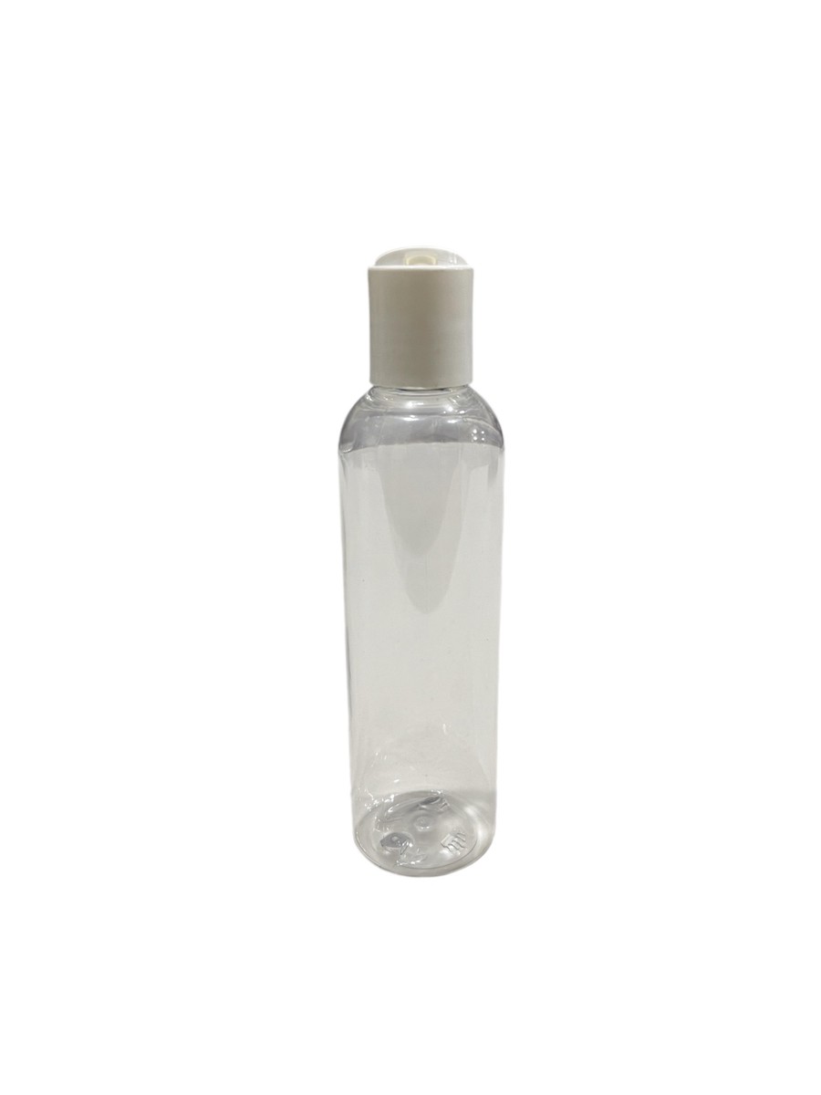 4oz Clear Plastic Bottle With White Disc Cap (20-410 Neck Size)