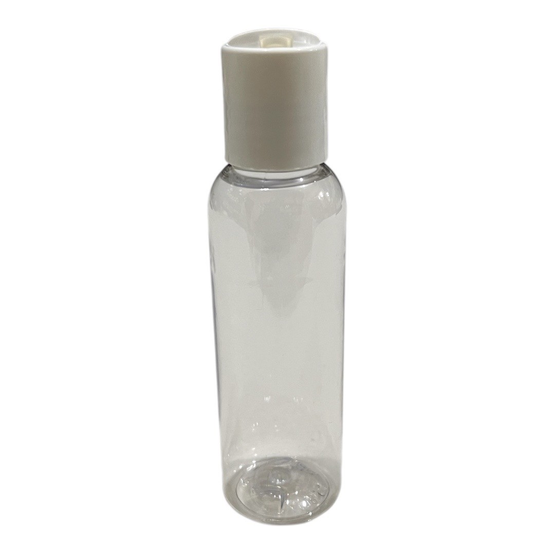 2oz Clear Plastic Bottle With White Disc Cap (20-410 Neck Size)