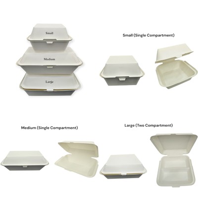 Lunch Boxes - Sugarcane Bagasse (Biodegradable)