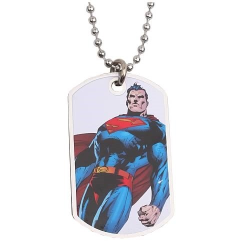Superman Standing White Dog Tag Necklace
