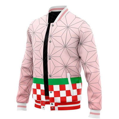 Demon Slayer Nezuko Kamado Pattern Varsity Jacket