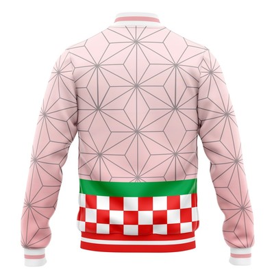 Demon Slayer Nezuko Kamado Pattern Varsity Jacket