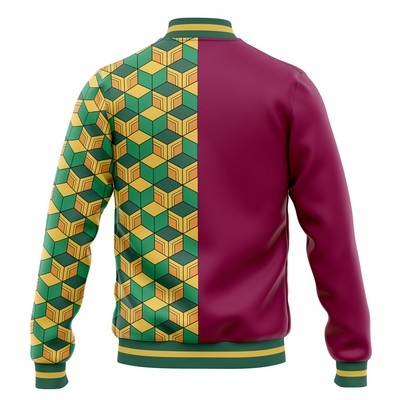 Demon Slayer Giyu Tomioka Pattern Varsity Jacket