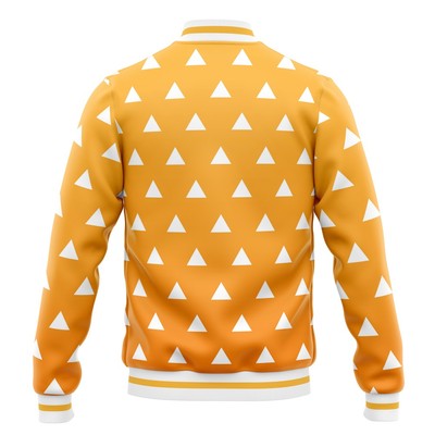 Demon Slayer Zenitsu Agatsuma Pattern Varsity Jacket