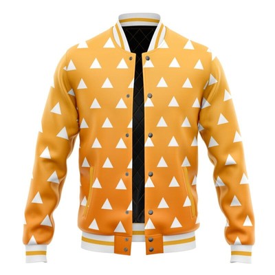 Demon Slayer Zenitsu Agatsuma Pattern Varsity Jacket