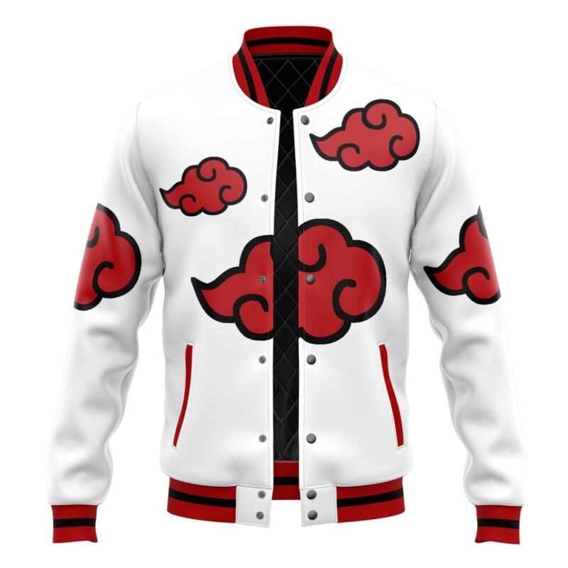 Naruto Akatsuki White Pattern Varsity Jacket
