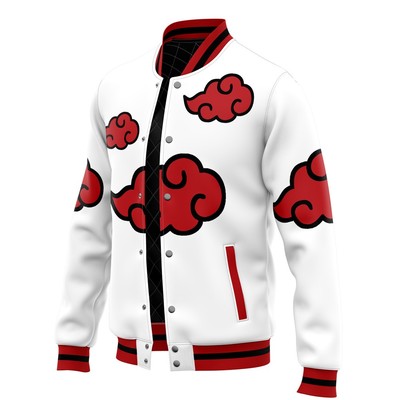 Naruto Akatsuki White Pattern Varsity Jacket