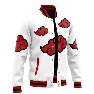 Naruto Akatsuki White Pattern Varsity Jacket