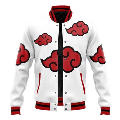 Naruto Akatsuki White Pattern Varsity Jacket