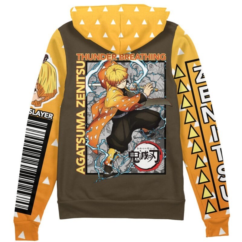 Demon Slayer Agatsuma Zenitsu Streetwear Zip Hoodie