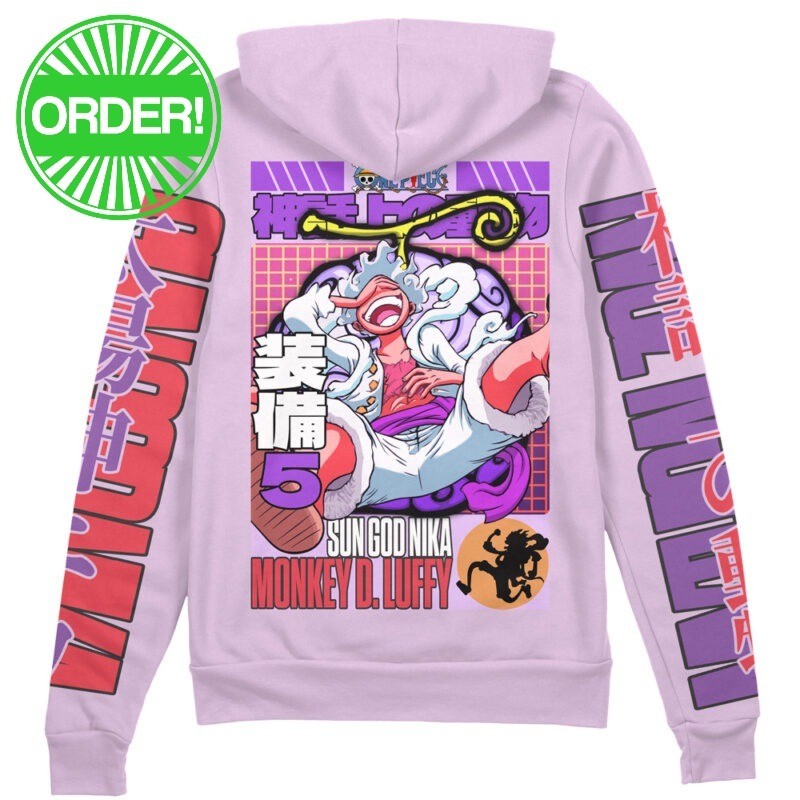 One Piece Gear 5th Luffy V2 Streetwear Zip Hoodie