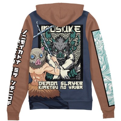 Demon Slayer Hashibira Inosuke Streetwear Zip Hoodie