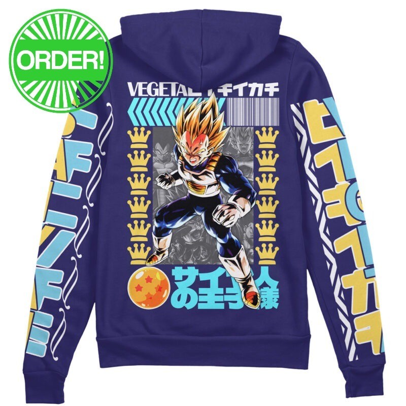 Dragon Ball Super Vegeta V2 Streetwear Zip Hoodie