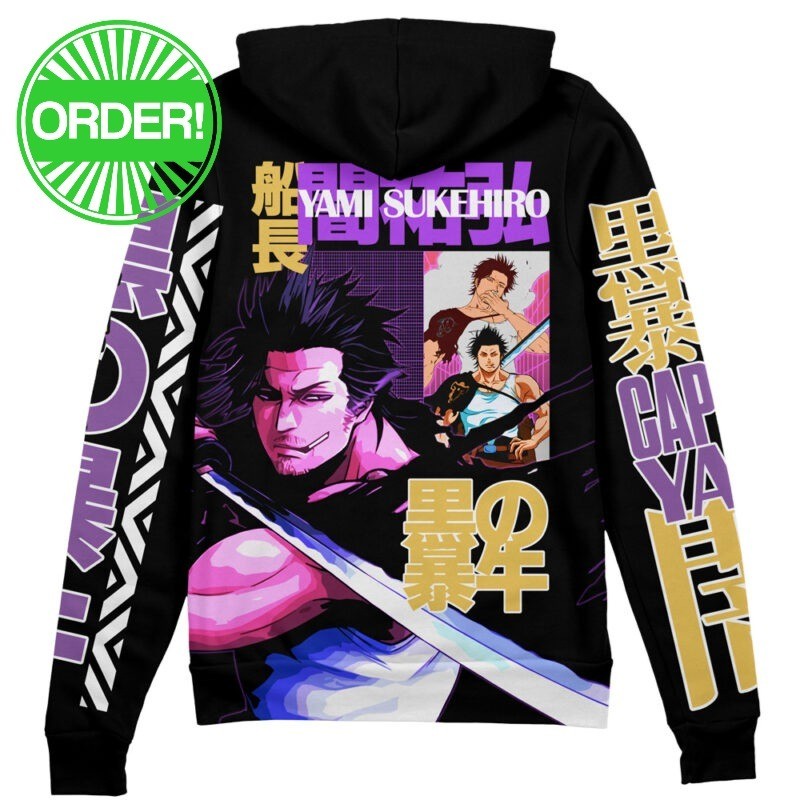 Black Clover Yami Sukehiro V3 Streetwear Zip Hoodie