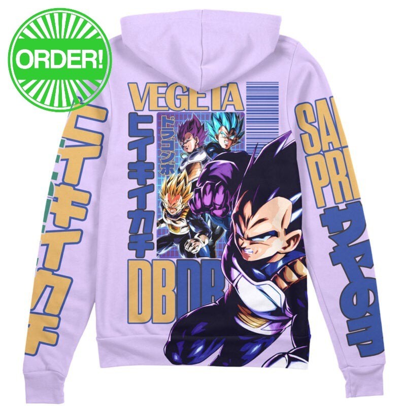 Dragon Ball Super Vegeta V3 Streetwear Zip Hoodie