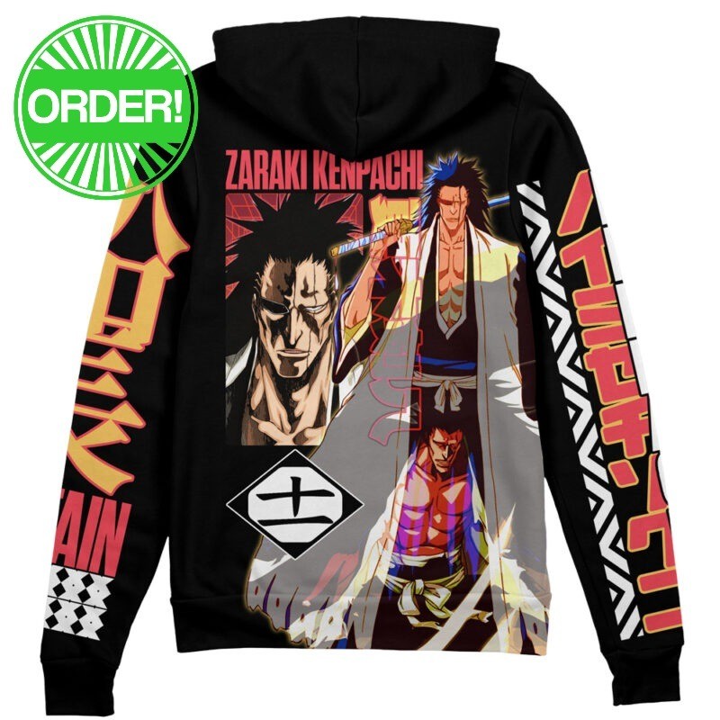 Bleach Thousand-Year Blood War Zaraki Kenpachi V3 Streetwear Zip Hoodie