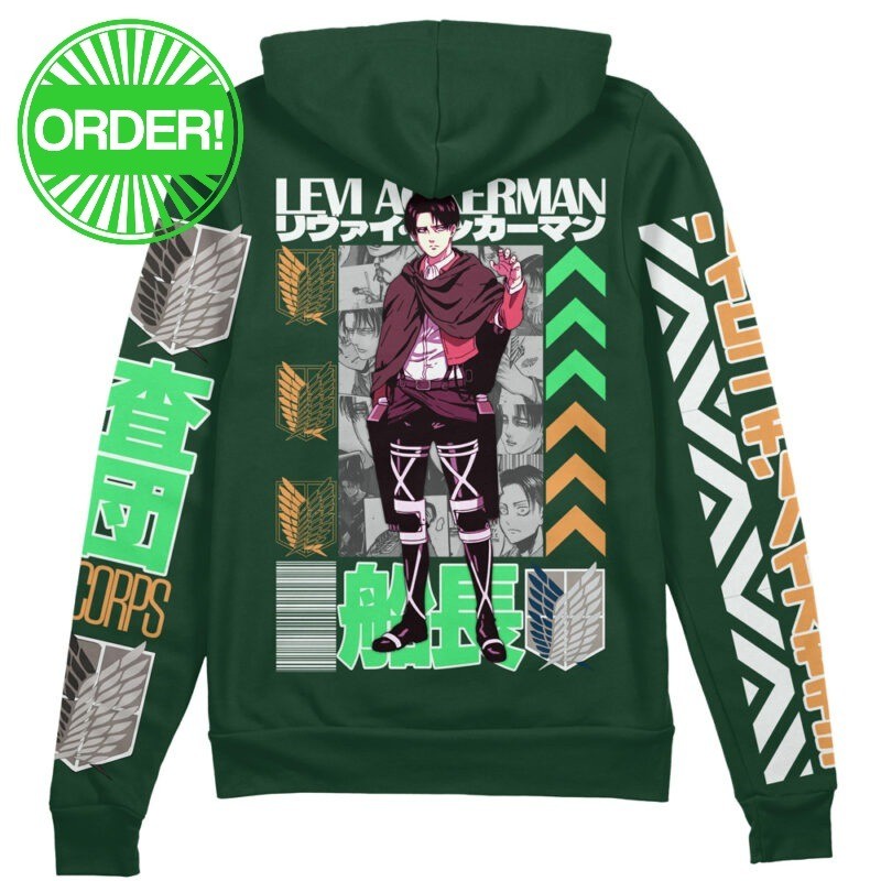 Attack on Titan Levi Ackerman V2 Streetwear Zip Hoodie