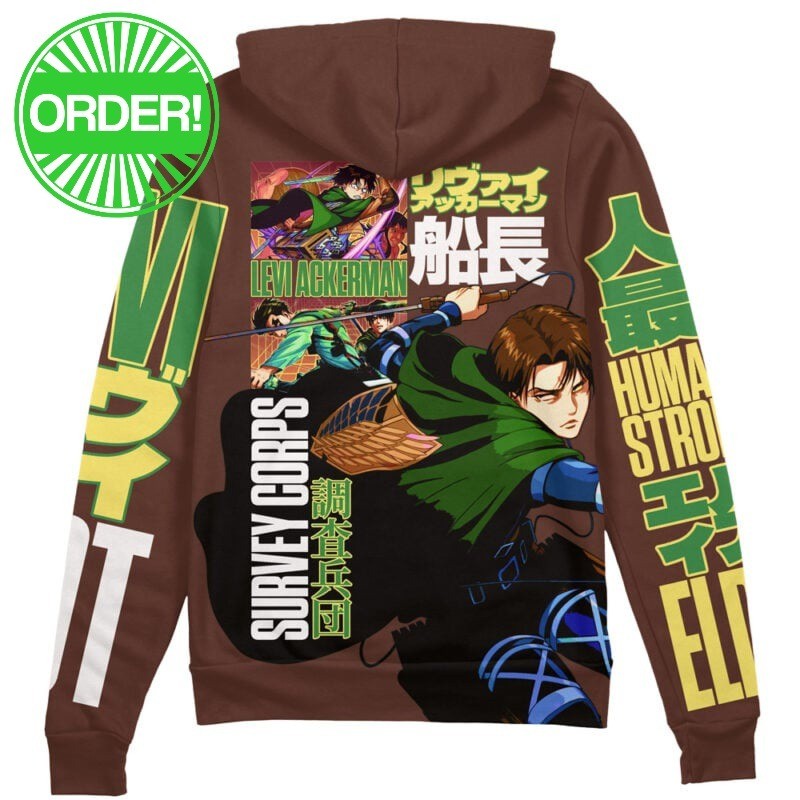 Attack On Titan Levi Ackerman V3 Streetwear Zip Hoodie