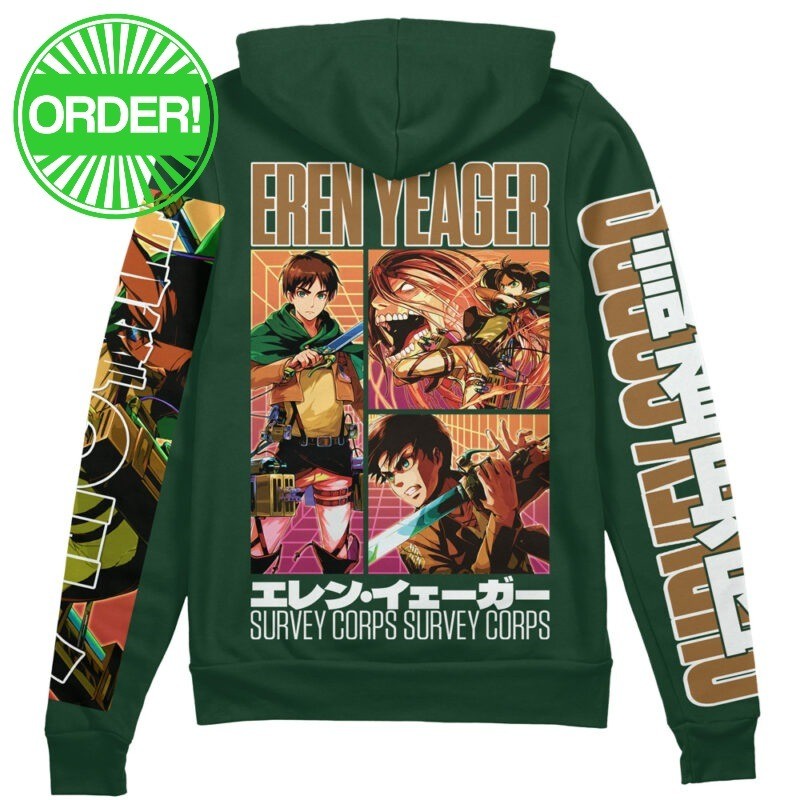Attack On Titan Eren Yeager Streetwear Zip Hoodie