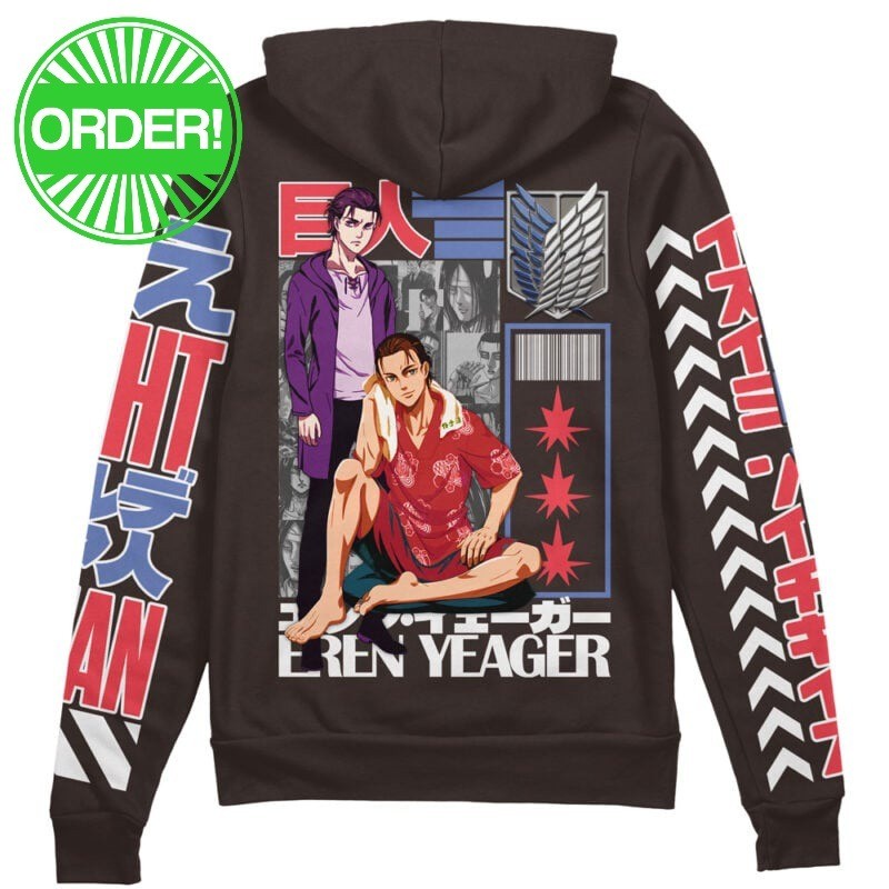 Attack on Titan Eren Yeager V2 Streetwear Zip Hoodie