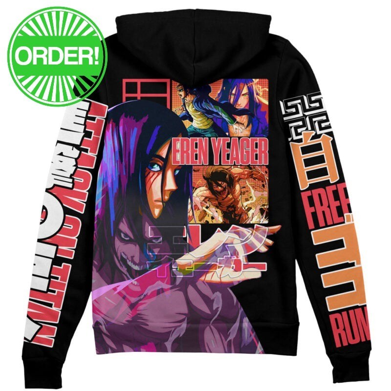 Attack On Titan Eren Yeager V3 Streetwear Zip Hoodie