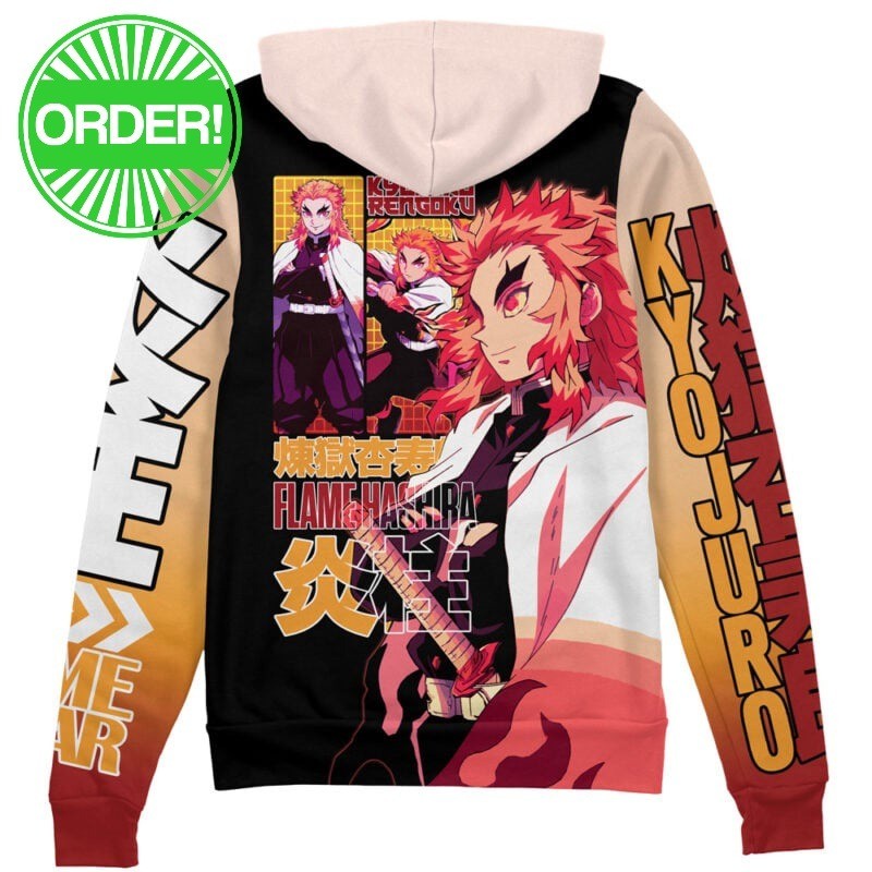 Demon Slayer Kyojuro Rengoku V2 Streetwear Zip Hoodie
