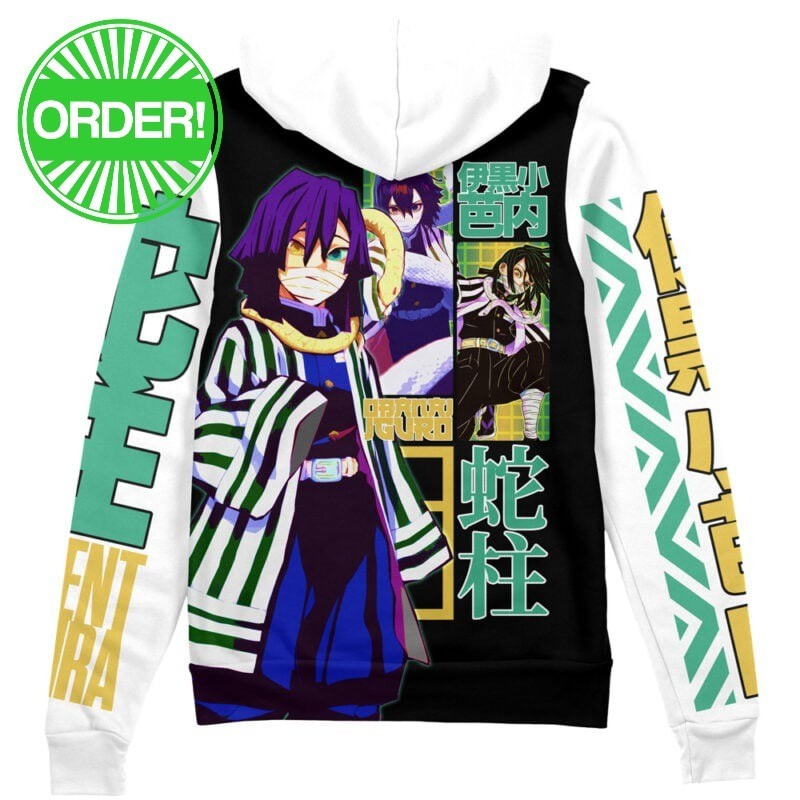 Demon Slayer Obanai Iguro V2 Streetwear Zip Hoodie
