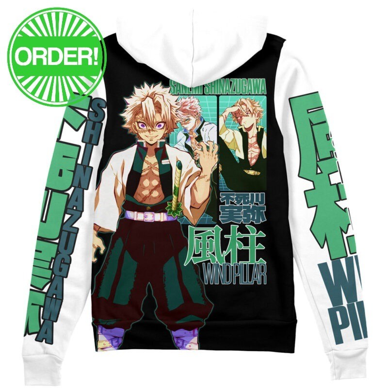 Demon Slayer Sanemi Shinazugawa V2 Streetwear Zip Hoodie