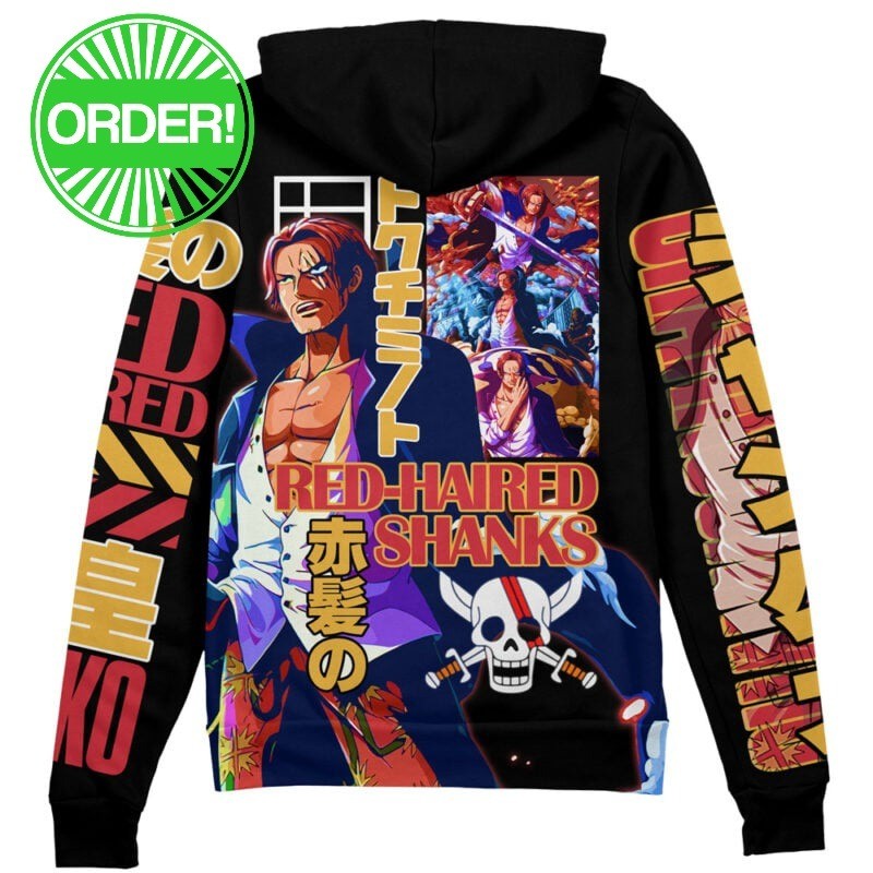 One Piece Shanks V2 Streetwear Zip Hoodie