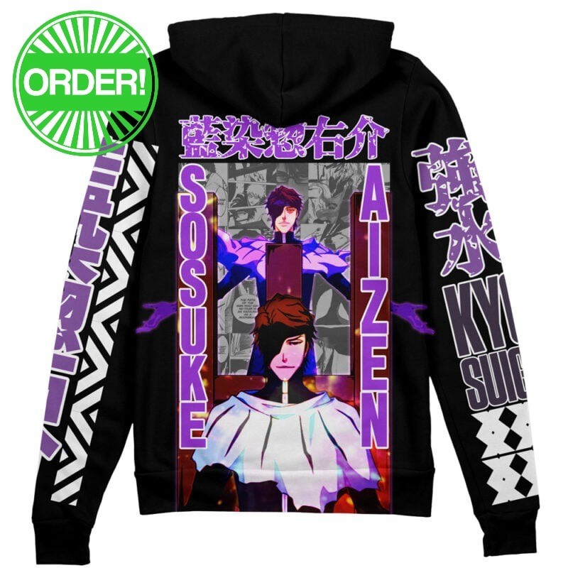 Bleach Thousand-Year Blood War Sosuke Aizen Streetwear Zip Hoodie