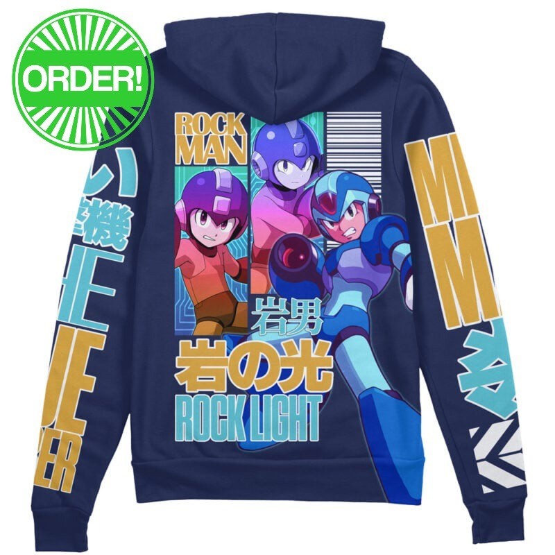 Mega Man Rock Man Streetwear Zip Hoodie